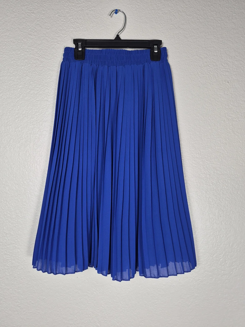 Royal Blue Accordion Pleat Midi Skirt – High Waisted Flowy Cobalt Blue Size 4
